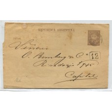 ARGENTINA 1889 ENTERO POSTAL FAJA CIRCULADA CON MARCA DE BUZON 12