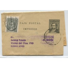 ARGENTINA 1953 ENTERO FAJA POSTAL PRE-FRANQUEADO CON ESTAMPILLA DE PROCERES Y RIQUEZAS 1