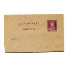 ARGENTINA 1923 ENTERO POSTAL SAN MARTIN CON PUNTO FAJA 1/2 Ct. CON SOBRECARGA MUESTRA