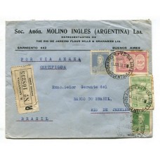 ARGENTINA 1933 CORREO AEREO CARTA CIRCULADA A BRASIL CON FRANQUEO DE $ 1,30