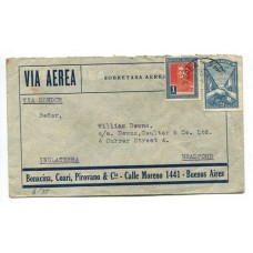 ARGENTINA 1935 CORREO AEREO CARTA CIRCULADA A INGLATERRA CON FRANQUEO DE $ 1,45