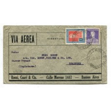 ARGENTINA 1932 CORREO AEREO CARTA CIRCULADA A INGLATERRA CON FRANQUEO DE $ 1,25