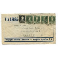 ARGENTINA 1932 CORREO AEREO CARTA CIRCULADA A ALEMANIA POR Cia. Gral. AEROPOSTAL FRANQUEO DE $ 0,90