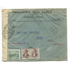 ARGENTINA 1916 SOBRE PUBLICITARIO CIRCULADO A SUIZA CON FAJA DE CENSURA FRANCESA