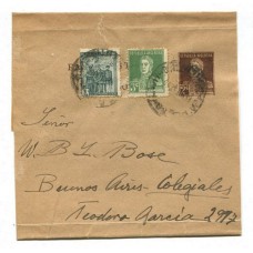 ARGENTINA 1932 ENTERO POSTAL FAJA CIRCULADA CON FRANQUEO ADICIONAL