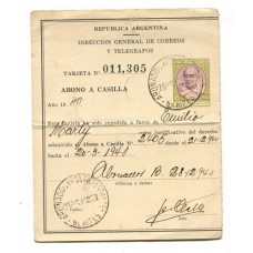 ARGENTINA 1940 ENTERO POSTAL ABONO A CASILLA DE $ 6