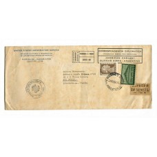 ARGENTINA 1954 SOBRE DE LA EMBAJADA DE EE.UU. CON FRANQUEO A PAGAR Y ADICIONAL POR ENVIO EXPRESO CIRCULADO A LOCALIDAD EVA PERON , ESTAMPILLA DE EVITA MUY RARO