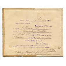 ARGENTINA 1896 ENTERO POSTAL CARTA CON AVISO EN EL INTERIOR DEL VIAJE DEL VAPOR FLUVIAL DIANA QUE SALE PARA CORRIENTES, RARA