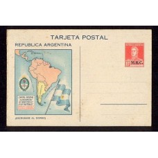 ARGENTINA 1934 ENTERO TARJETA POSTAL RI T 76 SOBRECARGA SERVICIO OFICIAL M.R.C. RARISIMO