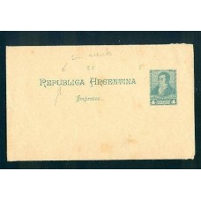 ARGENTINA 1892 ENTERO POSTAL FAJA RI. 27 VARIEDAD SIN ACENTO EN REPUBLICA