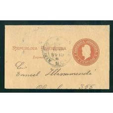 ARGENTINA 1896 ENTERO POSTAL FAJA RI.30 VARIEDAD SIN ACENTO EN REPUBLICA