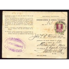 ARGENTINA 1934 ENTERO POSTAL TARJETA ABONO A CASILLA DE $ 6