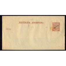 ARGENTINA 1892 ENTERO POSTAL FAJA CON SOBRECARGA MUESTRA