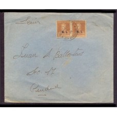 ARGENTINA 1926 CARTA CIRCULADA CON ESTAMPILLAS SERVICIO OFICIAL MINISTERIALES M.I. EN SOBRE DE LA CRUZ ROJA