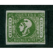 ARGENTINA 1859 GJ 16c CABECITA VARIEDAD IMPRESIÓN ACEITOSA NUEVO CON GOMA ORIGINAL !!! DE LUJO U$ 660