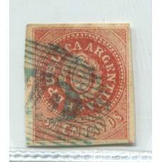 ARGENTINA 1864 GJ 15 ESCUDITO C ESTRECHA PE 5g U$ 33