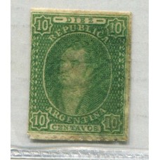 ARGENTINA 1864 GJ 21 RIVADAVIA ESTAMPILLA DE 10 Cts. IMPRESIÓN NITIDA U$ 85