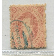 ARGENTINA 1864 GJ 19i RIVADAVIA ESTAMPILLA DE 1ra TIRADA VARIEDAD MULATO MATASELLO CONCORDIA MUY BUEN EJEMPLAR U$ 60