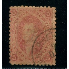 ARGENTINA 1864 GJ 19g RIVADAVIA 2da TIRADA VARIEDAD PAPEL RAYADO CON PLIEGUES ANTES DE LA IMPRESIÓN U$ 110+