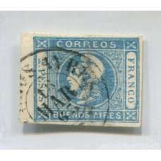 ARGENTINA 1862 GJ 22 CABECITA IMPRESIÓN BORROSA ESTAMPILLA DE GRAN CALIDAD U$ 55