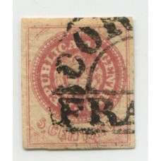 ARGENTINA 1862 GJ 12 ESCUDITO PLANCHA SEMIGASTADA CON  MATASELLO CORDOBA U$ 33